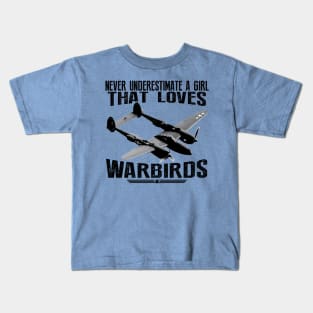 Girl who loves Warbirds Kids T-Shirt